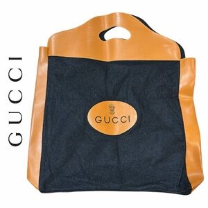 Gucci RARE VINTAGE 70’s Black Wool Blend‎ Shopper Tote